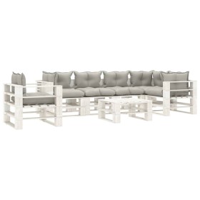 Garden pallet furniture set 7 pieces wood with taupe cushions by , Garden sets - Ref: Foro24-3052419, Price: 683,99 €, Discou...