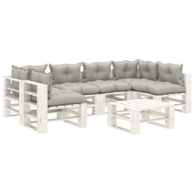 Gartenpalettenmöbelset 7-teilig aus Holz mit taupefarbenen Kissen von , Gartensets - Ref: Foro24-3052412, Preis: 630,99 €, Ra...