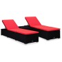 Garden loungers and table 3 pieces black synthetic rattan by , Loungers - Ref: Foro24-3057667, Price: 368,25 €, Discount: %