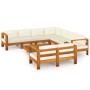 Garden furniture 9 pcs cushions white cream acacia wood by , Garden sets - Ref: Foro24-3057942, Price: 1,00 €, Discount: %