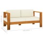 Garden furniture 9 pcs cushions white cream acacia wood by , Garden sets - Ref: Foro24-3057942, Price: 1,00 €, Discount: %