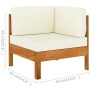 Garden furniture 9 pcs cushions white cream acacia wood by , Garden sets - Ref: Foro24-3057942, Price: 1,00 €, Discount: %