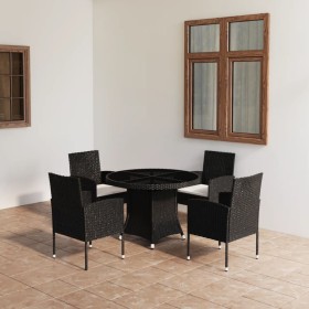 Juego de comedor para jardín 5 piezas ratán sintético negro de , Conjuntos de jardín - Ref: Foro24-3059428, Precio: 443,89 €,...