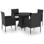 Juego de comedor para jardín 5 piezas ratán sintético negro de , Conjuntos de jardín - Ref: Foro24-3059428, Precio: 443,19 €,...