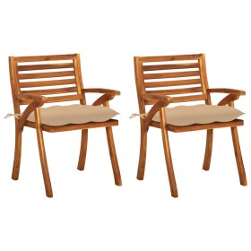 Garden dining chairs with cushions 2 pcs solid acacia wood by , Garden chairs - Ref: Foro24-3060834, Price: 191,40 €, Discoun...