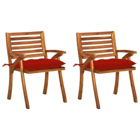 Garden dining chairs with cushions 2 pcs solid acacia wood by , Garden chairs - Ref: Foro24-3060843, Price: 191,40 €, Discoun...