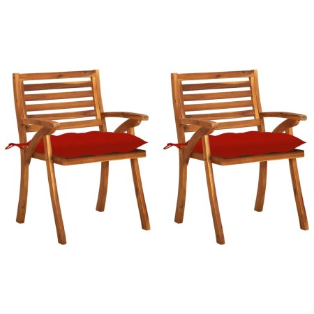 Garden dining chairs with cushions 2 pcs solid acacia wood by , Garden chairs - Ref: Foro24-3060843, Price: 181,99 €, Discoun...