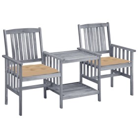 Garden chairs with table and solid acacia wood cushions by , Garden sets - Ref: Foro24-3061320, Price: 158,30 €, Discount: %