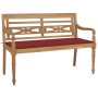 Banco Batavia madera maciza de teca con cojín rojo 120 cm de , Bancos de jardín - Ref: Foro24-3062160, Precio: 209,99 €, Desc...