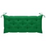 Banco Batavia de teca maciza con cojín verde 120 cm de , Bancos de jardín - Ref: Foro24-3062174, Precio: 202,19 €, Descuento: %