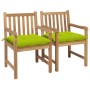 Garden chairs 2 pcs teak wood and bright green cushions by , Garden chairs - Ref: Foro24-3062756, Price: 278,75 €, Discount: %