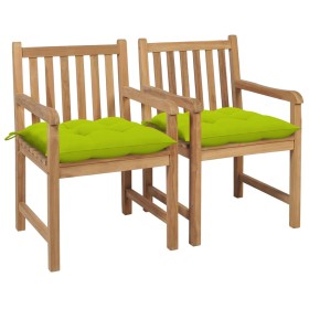 Garden chairs 2 pcs teak wood and bright green cushions by , Garden chairs - Ref: Foro24-3062756, Price: 261,99 €, Discount: %