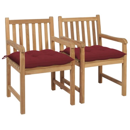 Garden chairs 2 pcs teak wood with red cushions by , Garden chairs - Ref: Foro24-3062754, Price: 262,99 €, Discount: %