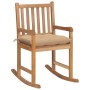 Solid Teak Wood Rocking Chair with Beige Cushion by , Garden chairs - Ref: Foro24-3062775, Price: 156,42 €, Discount: %