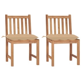 Garden chairs 2 units solid teak wood with cushions by , Garden chairs - Ref: Foro24-3062934, Price: 208,99 €, Discount: %