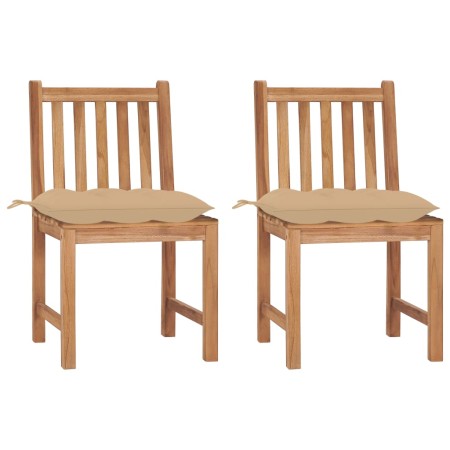 Garden chairs 2 units solid teak wood with cushions by , Garden chairs - Ref: Foro24-3062934, Price: 214,39 €, Discount: %