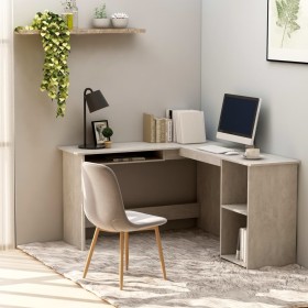 L-shaped plywood gray concrete desktop 120x140x75 cm by vidaXL, Desks - Ref: Foro24-800751, Price: 111,72 €, Discount: %