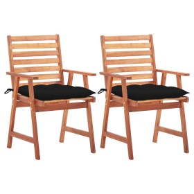 Sillas comedor de jardín 2 uds madera maciza acacia y cojines de , Sillas de jardín - Ref: Foro24-3064342, Precio: 131,99 €, ...