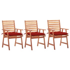 Garden dining chairs 3 units solid acacia wood and cushions by , Garden chairs - Ref: Foro24-3064368, Price: 205,99 €, Discou...