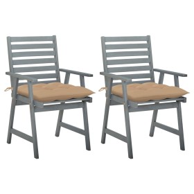 Garden dining chairs 2 pcs solid acacia wood with cushions by , Garden chairs - Ref: Foro24-3064419, Price: 181,00 €, Discoun...