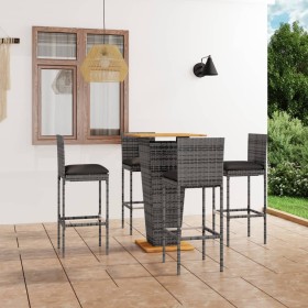 5-teiliges Garten-Barmöbel-Set und graue PE-Rattan-Kissen von , Gartensets - Ref: Foro24-3064859, Preis: 400,99 €, Rabatt: %