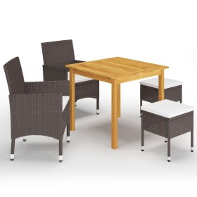 Brown 5-Piece Garden Dining Set by , Garden sets - Ref: Foro24-3067686, Price: 323,08 €, Discount: %