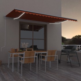 Toldo automático LED sensor de viento naranja/marrón 500x300 cm de , Toldos - Ref: Foro24-3068955, Precio: 698,39 €, Descuent...