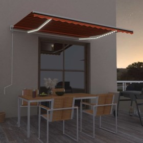 Automatic awning LED wind sensor orange brown 400x350 cm by , Awnings - Ref: Foro24-3068995, Price: 747,99 €, Discount: %