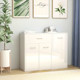 Glossy white plywood sideboard 88x30x70 cm by vidaXL, Sideboards - Ref: Foro24-800681, Price: 96,99 €, Discount: %