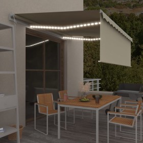 Toldo automático con persiana LED sensor de viento crema 4x3 m de , Toldos - Ref: Foro24-3069312, Precio: 689,99 €, Descuento: %