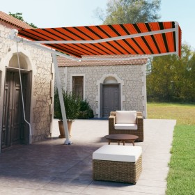 Toldo de pie manual retráctil naranja y marrón 400x350 cm de , Toldos - Ref: Foro24-3069620, Precio: 494,99 €, Descuento: %