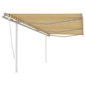 Manual retractable awning with yellow and white poles 6x3 m by , Awnings - Ref: Foro24-3069998, Price: 662,52 €, Discount: %