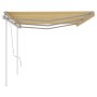 Toldo manual retráctil con postes amarillo y blanco 6x3 m de , Toldos - Ref: Foro24-3069998, Precio: 639,65 €, Descuento: %