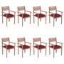 Stackable garden chairs 8 units teak wood with cushions by , Garden chairs - Ref: Foro24-3072624, Price: 665,62 €, Discount: %