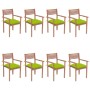 Stackable garden chairs 8 units teak wood with cushions by , Garden chairs - Ref: Foro24-3072626, Price: 665,62 €, Discount: %