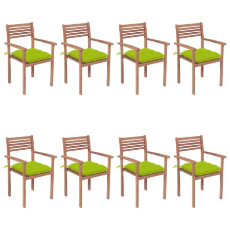 Stapelbare Gartenstühle 8 Einheiten aus Teakholz mit Kissen von , Gartenstühle - Ref: Foro24-3072626, Preis: 665,62 €, Rabatt: %