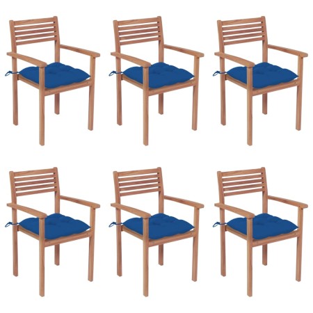 Stackable garden chairs 6 pcs teak wood with cushions by , Garden chairs - Ref: Foro24-3072597, Price: 502,86 €, Discount: %