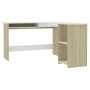 L-shaped white oak plywood desk 120x140x75 cm by vidaXL, Desks - Ref: Foro24-800752, Price: 177,99 €, Discount: %