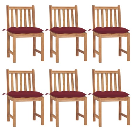 Garden chairs 6 units solid teak wood with cushions by , Garden chairs - Ref: Foro24-3073139, Price: 625,41 €, Discount: %