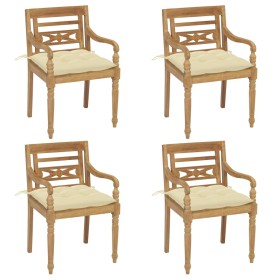 Batavia chairs 4 units solid teak wood with cushions by , Garden chairs - Ref: Foro24-3073312, Price: 479,99 €, Discount: %