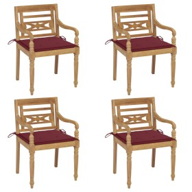 Batavia chairs 4 units solid teak wood with cushions by , Garden chairs - Ref: Foro24-3073304, Price: 484,75 €, Discount: %