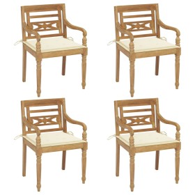 Batavia chairs 4 units solid teak wood with cushions by , Garden chairs - Ref: Foro24-3073297, Price: 484,99 €, Discount: %