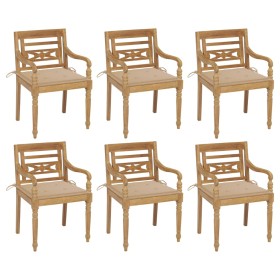 Batavia chairs 6 units solid teak wood with cushions by , Garden chairs - Ref: Foro24-3073325, Price: 733,99 €, Discount: %