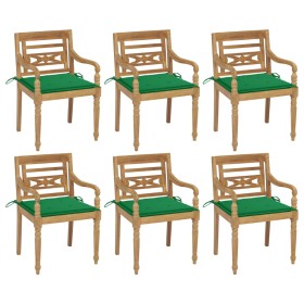 Batavia chairs 6 units solid teak wood with cushions by , Garden chairs - Ref: Foro24-3073327, Price: 710,99 €, Discount: %