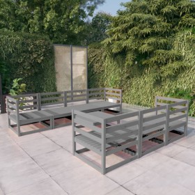 Garden furniture 8 pieces gray solid pine wood by , Garden sets - Ref: Foro24-3075371, Price: 440,14 €, Discount: %