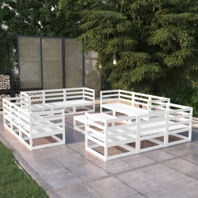 13-piece garden lounge set white solid pine wood by , Garden sets - Ref: Foro24-3075295, Price: 682,99 €, Discount: %