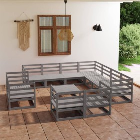 Garden furniture 12 pieces gray solid pine wood by , Garden sets - Ref: Foro24-3075951, Price: 706,99 €, Discount: %