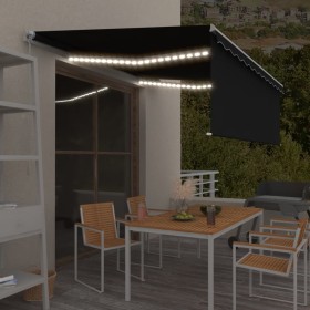 Manual retractable awning with blind and anthracite LED 4x3 m by , Awnings - Ref: Foro24-3069304, Price: 378,99 €, Discount: %