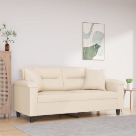 Sofá de 2 plazas con cojines tela de microfibra beige 140 cm de , Sofás - Ref: Foro24-3200976, Precio: 235,99 €, Descuento: %