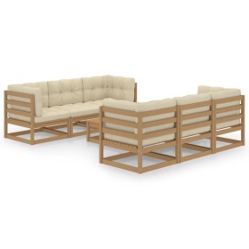 Muebles de jardín 7 piezas con cojines de madera de pino maciza de , Conjuntos de jardín - Ref: Foro24-3076387, Precio: 741,9...